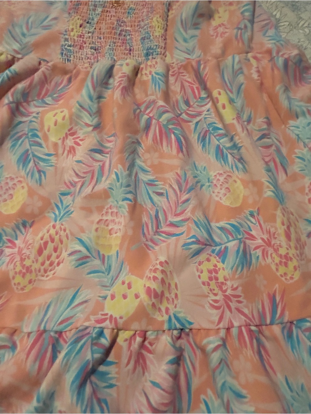Simply Southern Peach Pineapple Print Sundress with Blue and Pink Leaves - Picture 6 of 6